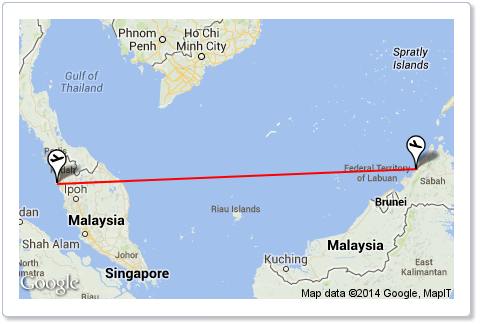 Flights from Penang to Kota Kinabalu
