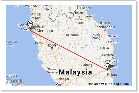Flights from Penang to Kuantan